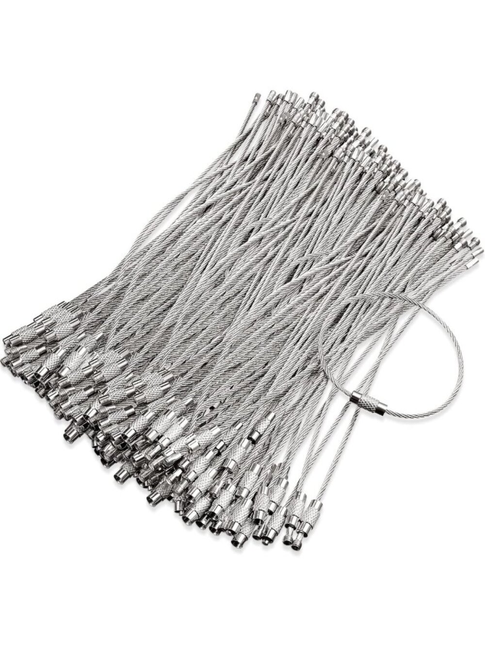 150 Pcs Stainless Steel Keychain Cables - Durable Wire Loops for Keys & Crafts